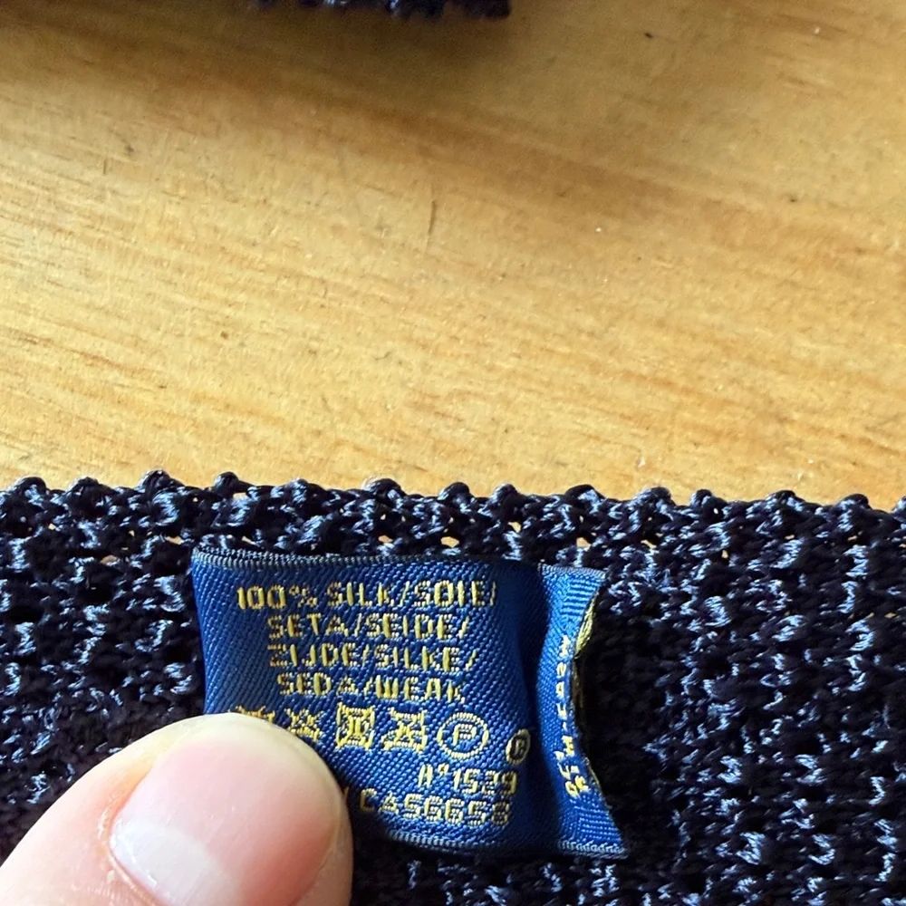 Polo By Ralp Lauren Dark Navy Textured Silk Tie